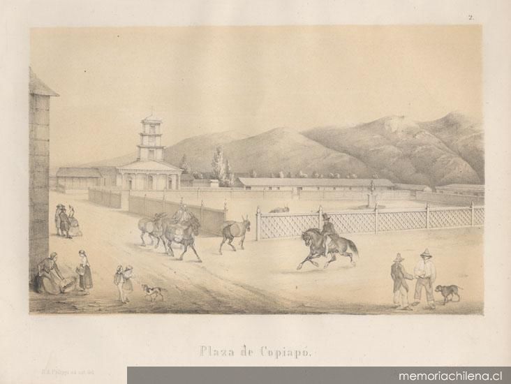 Plaza de Copiapó, hacia 1850