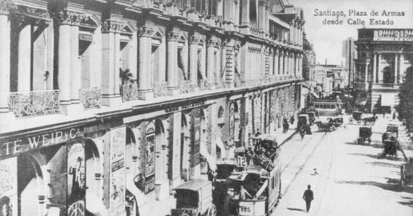 Santiago, Plaza de Armas desde Calle Estado, 1914