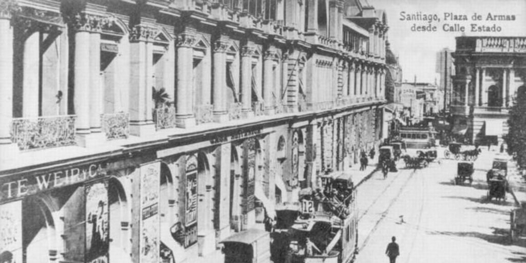 Santiago, Plaza de Armas desde Calle Estado, 1914