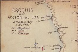 Croquis de la acción del Loa, 12 de abril de 1879