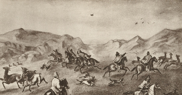 Caza de guanacos, ca. 1855