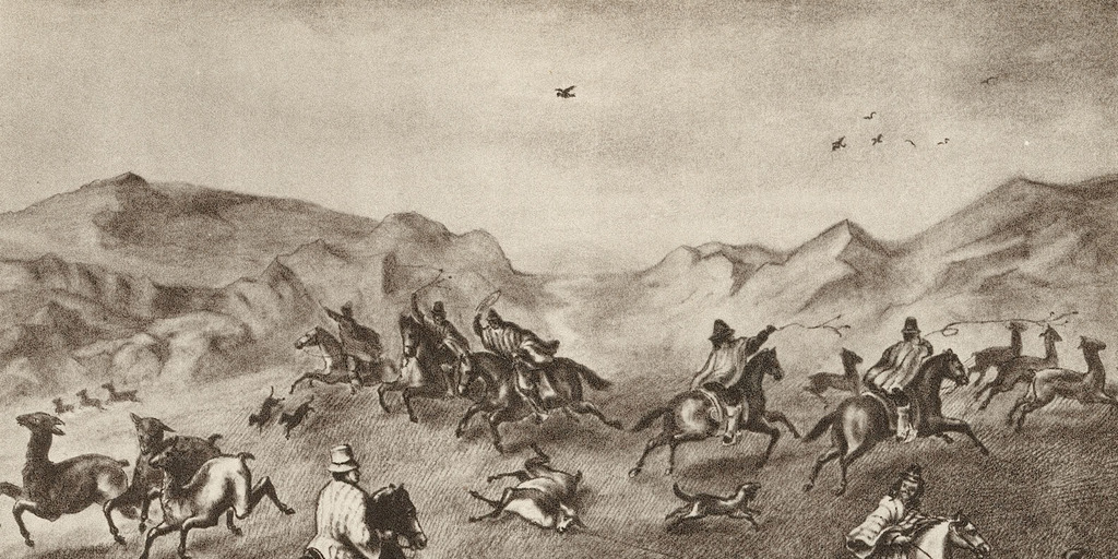 Caza de guanacos, ca. 1855