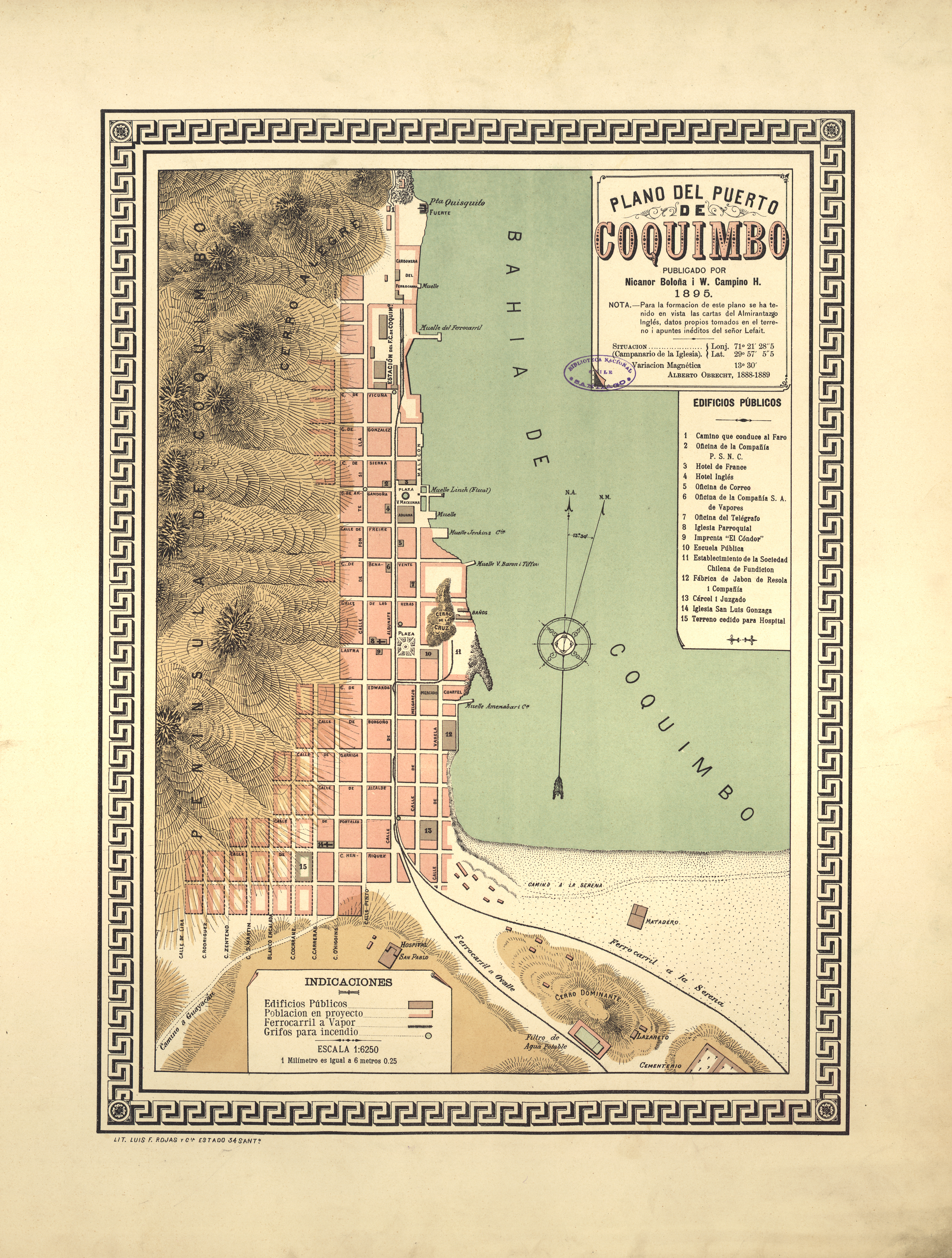 Plano del puerto de Coquimbo, 1895