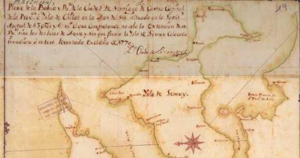 Plano de la bahía y pu[er]to de la ciudad de Santiago de Castro... levantado en el año 1770