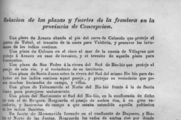 Relacion de las plazas y fuertes de la frontera en la provincia de Concepción. ... Santiago 16 de septiembre de 1826