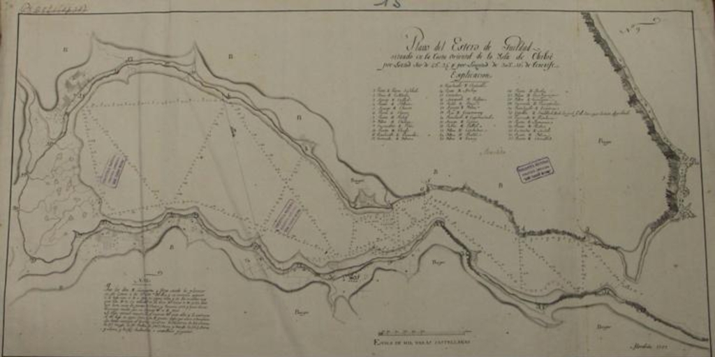 Plano del Estero de Guildad situado en la costa oriental de la Isla de Chiloé, 1787