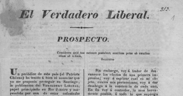 El Verdadero liberal : prospecto