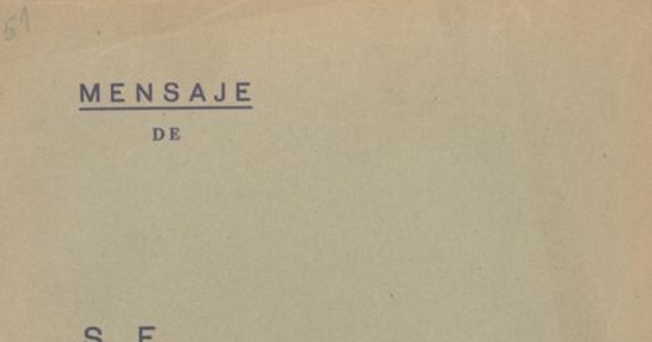 Mensaje de S. E. el Presidente de la República en la apertura de las sesiones ordinarias del Congreso Nacional