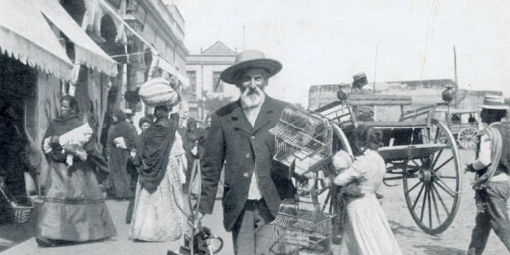 Vendedor de jaulas, hacia 1900