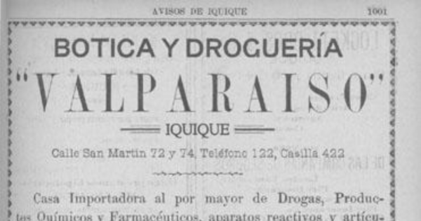 Avisos de Iquique, 1903