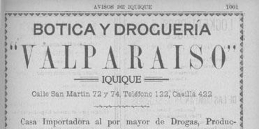 Avisos de Iquique, 1903