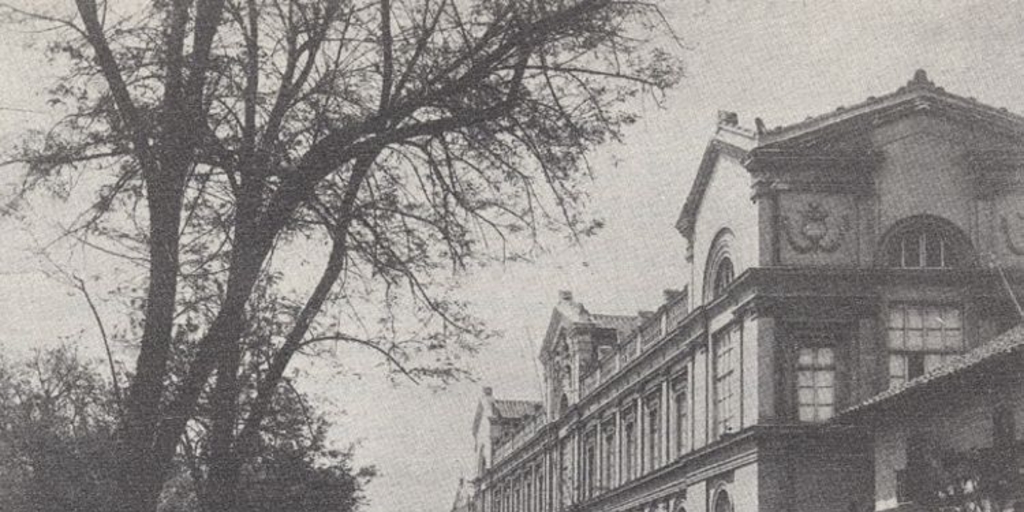 Antigua vista de la Casa Central de la Universidad de Chile, hacia 1880