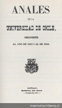 Anales de la Universidad de Chile correspondiente al año de 1843 i al de 1844