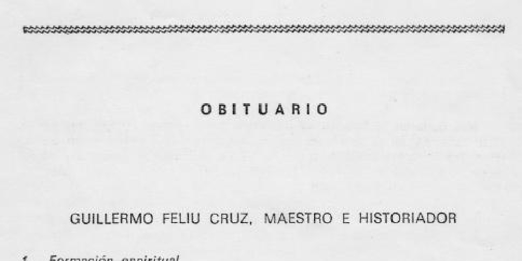 Obituario, Guillermo Feliú, maestro e historiador