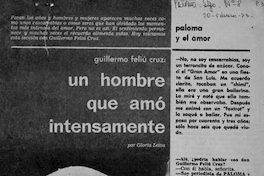 Guillermo Feliú Cruz : un hombre que amó intensamente