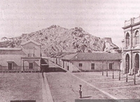 Vista del Cerro Santa Lucía antes de su remodelación hacia 1870