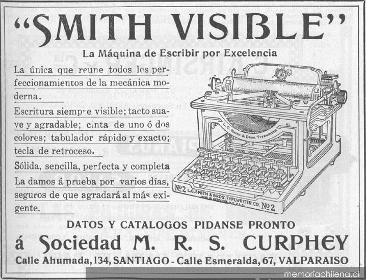 Smith visible: la máquina de escribir por excelencia - Memoria Chilena,  Biblioteca Nacional de Chile