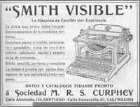 Aviso publicitario de máquina de escribir, 1912