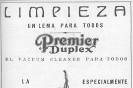 Aviso publicitario de aspiradoras, 1926