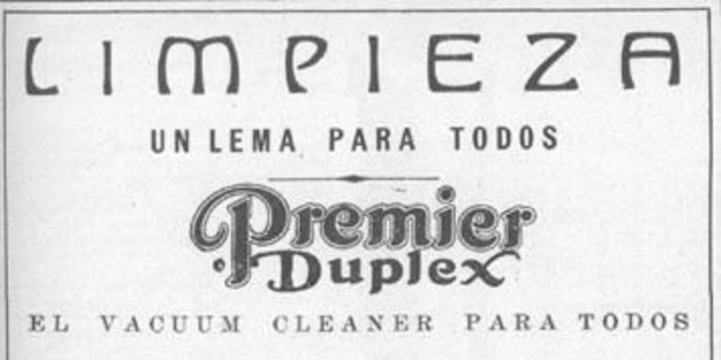 Aviso publicitario de aspiradoras, 1926