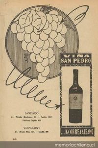 Aviso publicitario de Viña San Pedro, 1920