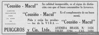 Aviso publicitario de la Viña Cousiño Macul, 1936