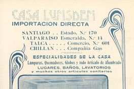 Aviso publicitario sobre alumbrado, calefacción y ventilación sanitaria, 1905