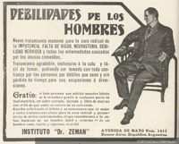 Aviso publicitario sobre trastornos sexuales, 1912