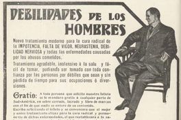 Aviso publicitario sobre trastornos sexuales, 1912