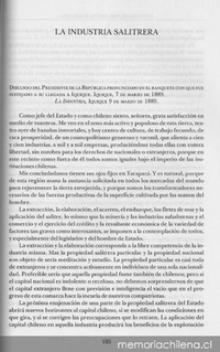 La industria salitrera : discurso pronunciado por Balmaceda en Iquique el 7 de marzo de 1889