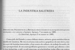 La industria salitrera : discurso pronunciado por Balmaceda en Iquique el 7 de marzo de 1889