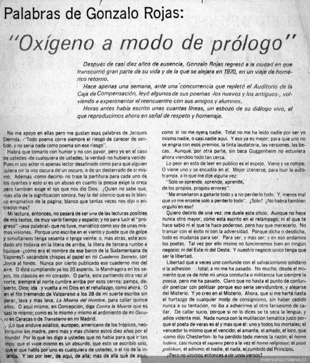 Oxígeno a modo de prólogo