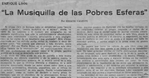 La musiquilla de las pobres esferas
