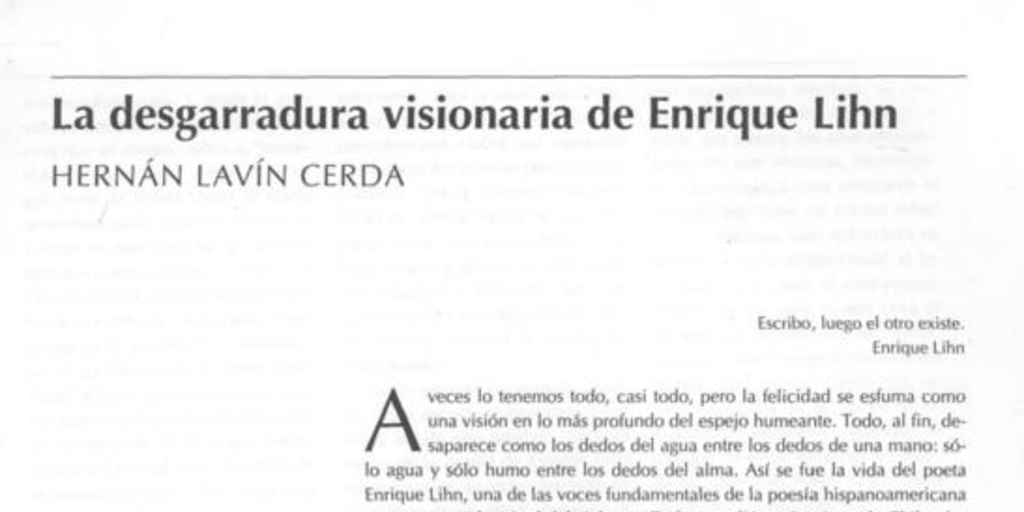 La desgarradura visionaria de Enrique Lihn