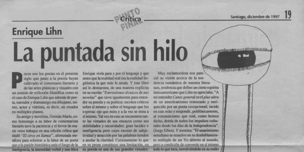 Enrique Lihn : la puntada sin hilo