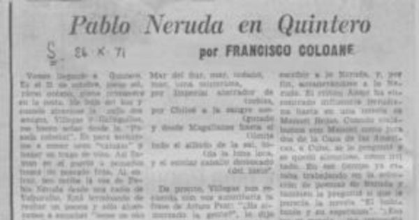 Pablo Neruda en Quintero