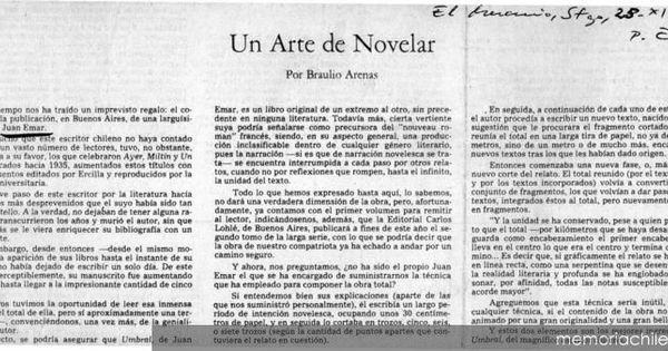 Un arte de novelar