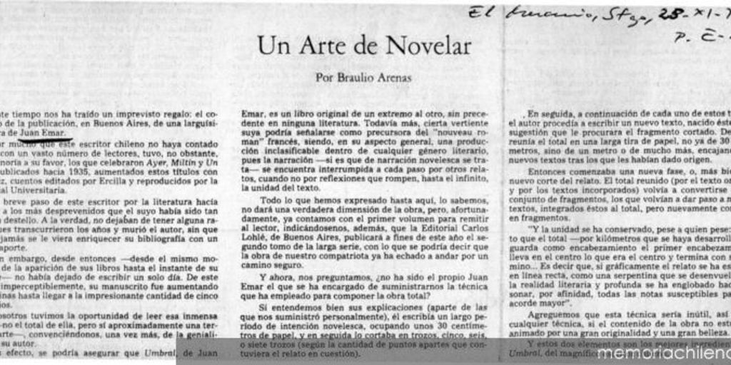 Un arte de novelar