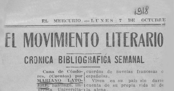 Cuna de Cóndores, cuentos por Mariano Latorre