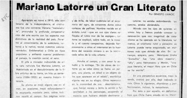 Mariano Latorre un gran literato