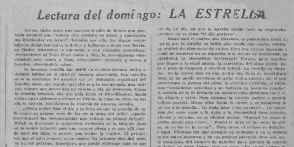 Lectura del domingo: La Estrella