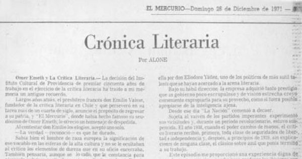 Omer Emeth y la crítica literaria