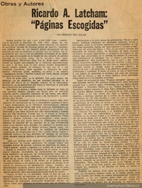 Ricardo A. Latcham : Páginas Escogidas