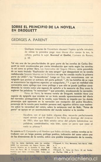 Sobre el principio de la novela en Droguett