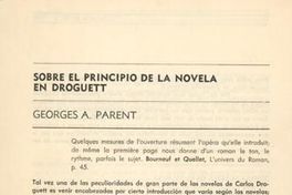 Sobre el principio de la novela en Droguett