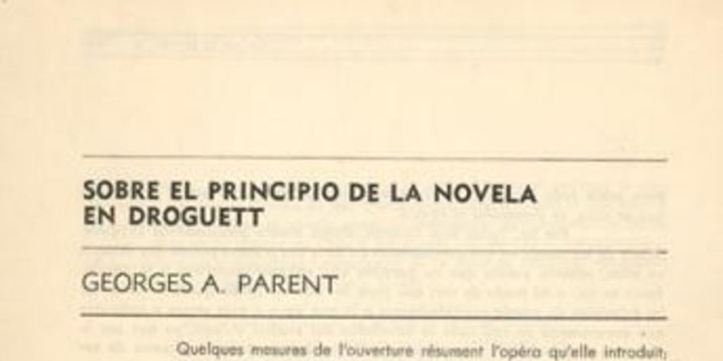 Sobre el principio de la novela en Droguett