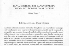 El viaje interior de la vanguardia : Defensa del ídolo de Omar Cáceres