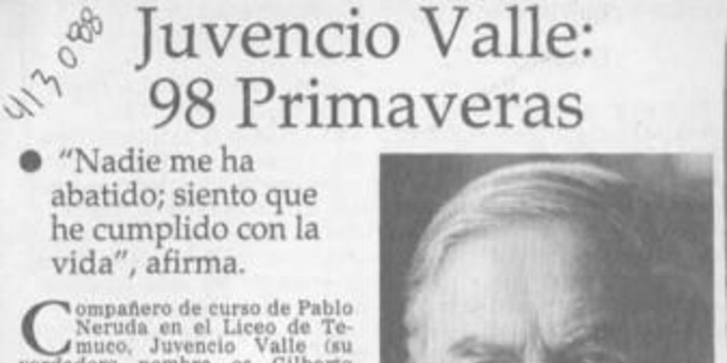 Juvencio Valle, 98 primaveras