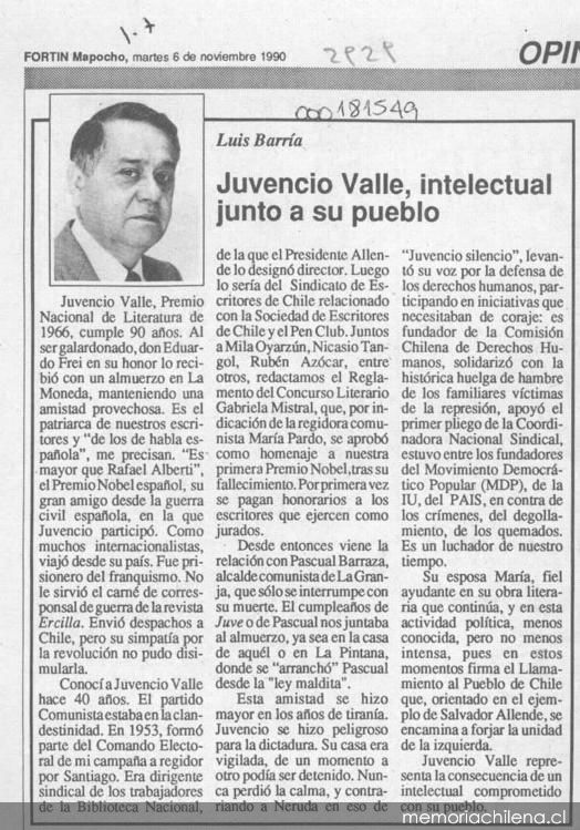 Juvencio Valle, intelectual junto a su pueblo