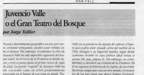 Juvencio Valle, o, El gran teatro del bosque